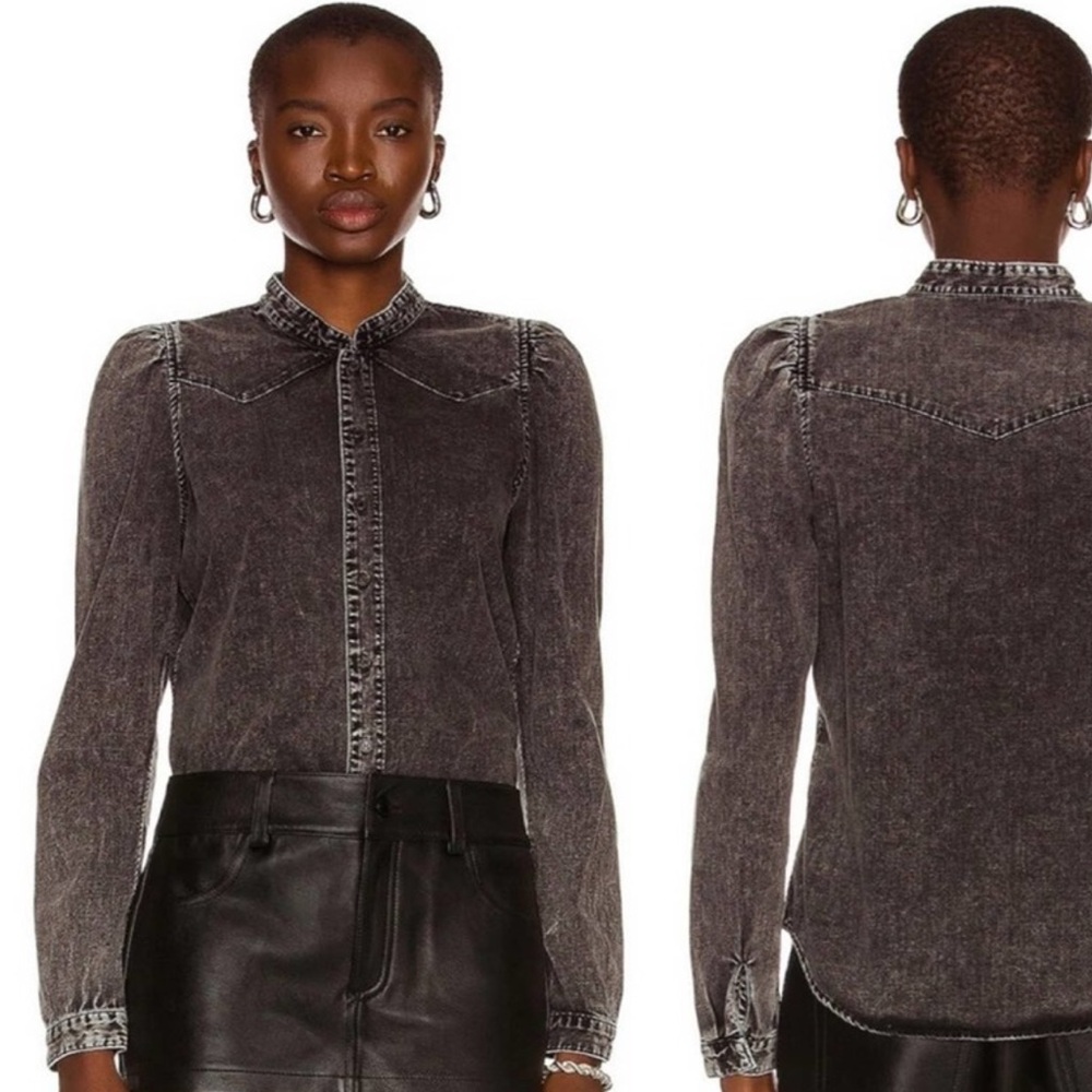 Mother Denim black puff shoulder shirt - sz. L